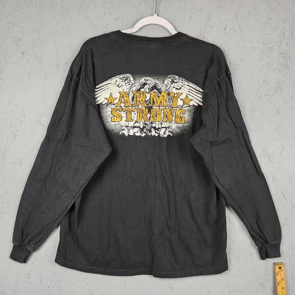 Vintage Army West Point Shirt Mens Large Black Long Sleeve Army Strong Eagle Y2k